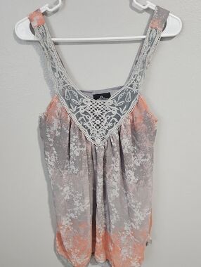 Angie Gray and Peach Lace-Trim Camisole